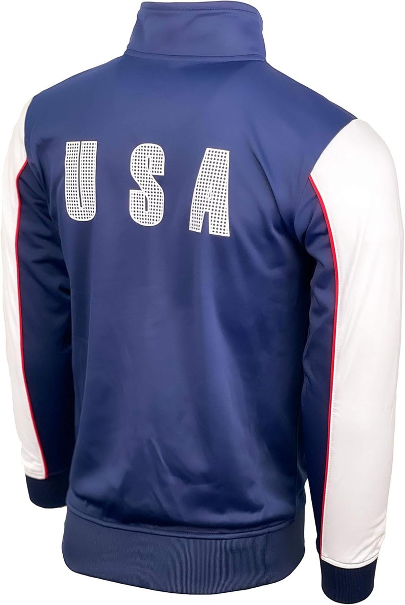 Just 4 Kicks Boy's USA Track Jacket, U.S. Full Zip Sweater Jacket For Kids - Image 2